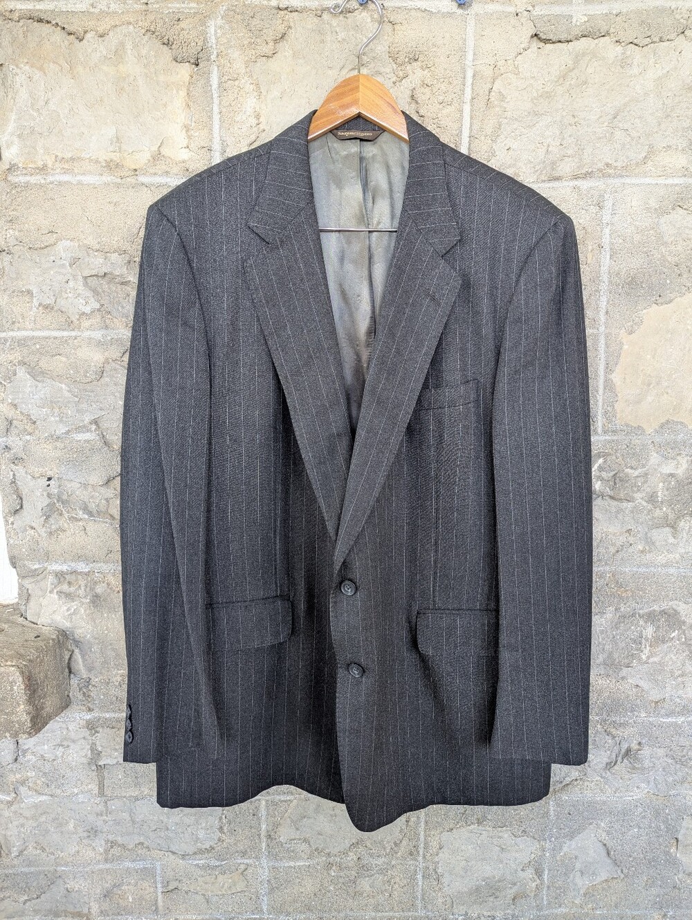 Harry Rosen Samuelsohn Classic Men's Charcoal Pinstripe Blazer 48L Wool